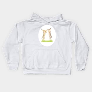 Boxing Hares Drawing Kids Hoodie